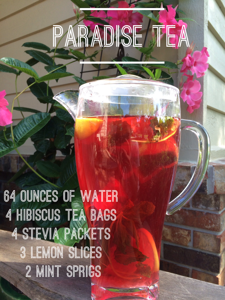 paradise tea - iced hibiscus tea recipe with mint and lemon