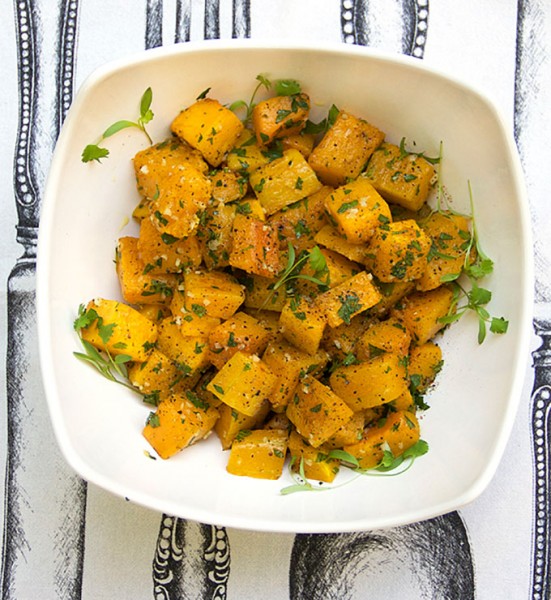 roasted butternut squash with garlic and parsley